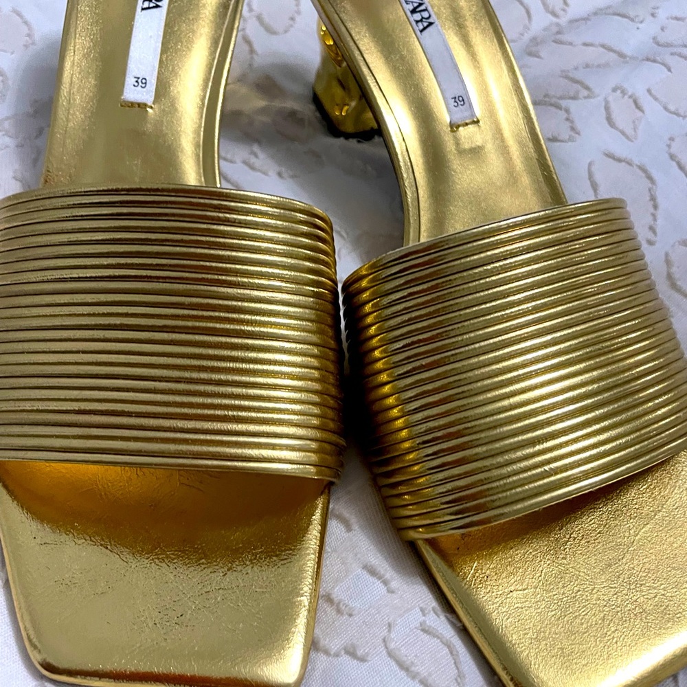 Zara Gold Slide Sandals